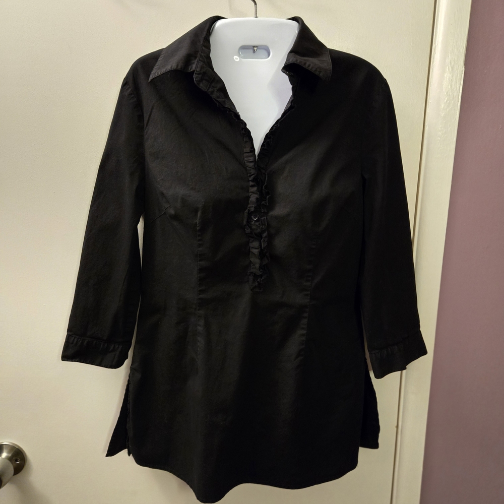 Kenar Black Ruffled Blouse